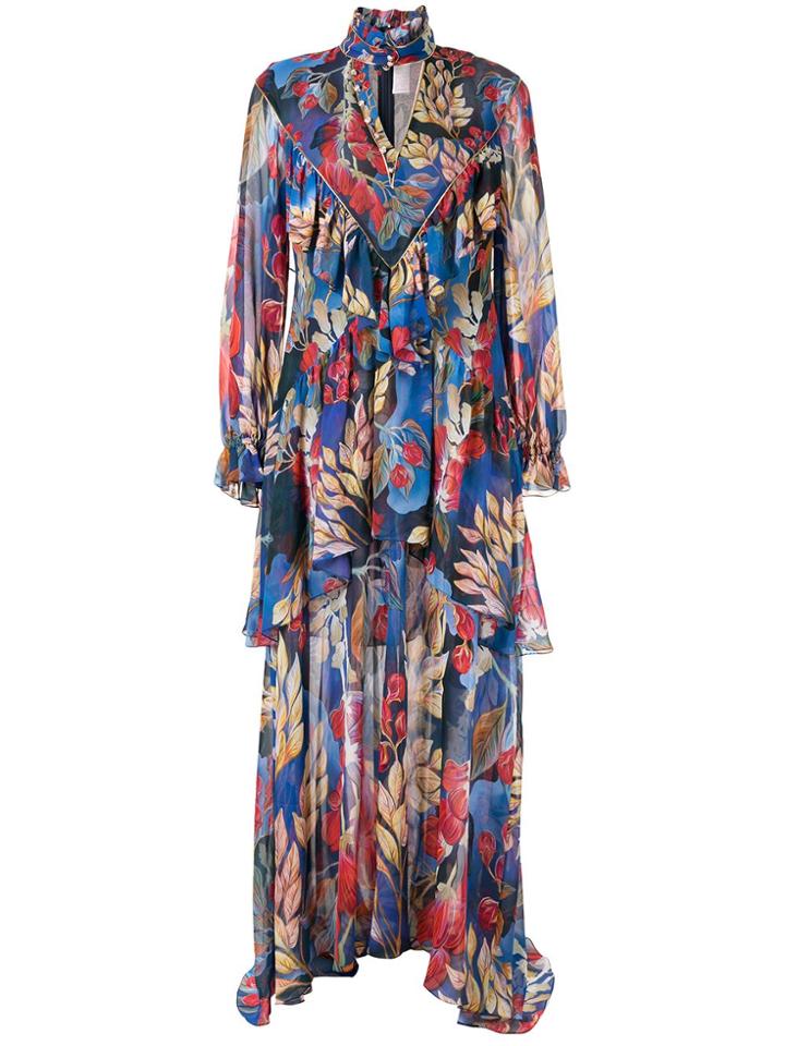 Peter Pilotto Georgette Frill Dress - Blue