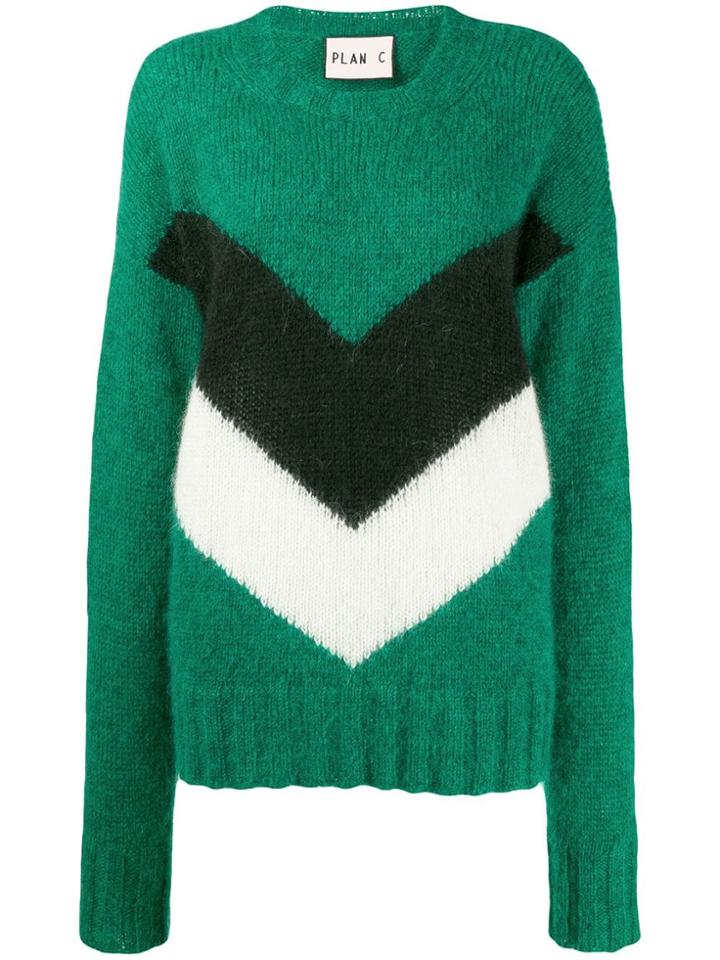 Plan C Colour Block Jumper - Green