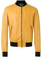 Dolce & Gabbana - Leather Bomber Jacket - Men - Cotton/lamb Skin/polyamide/spandex/elastane - 50, Yellow/orange, Cotton/lamb Skin/polyamide/spandex/elastane