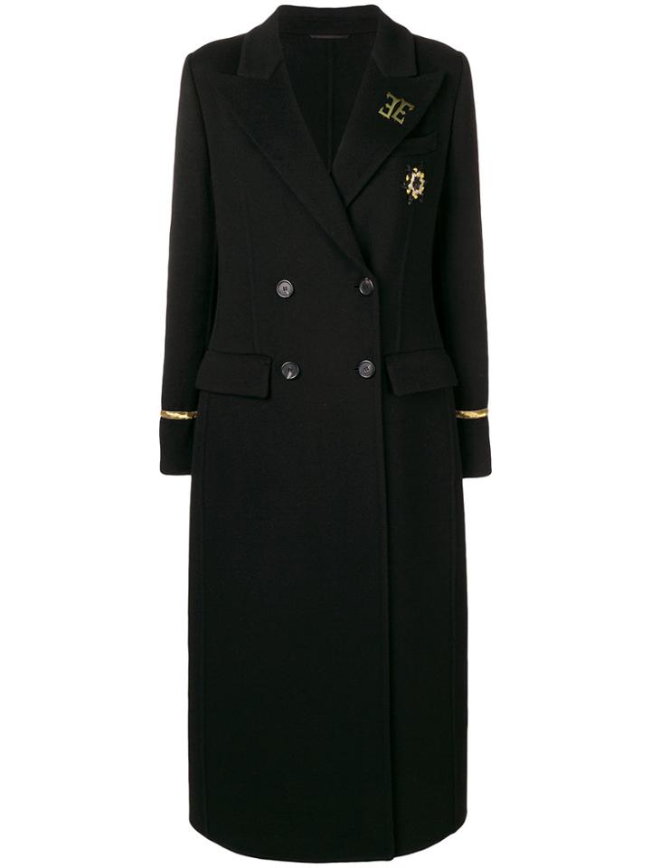 Ermanno Scervino Double Breasted Maxi Coat - Black