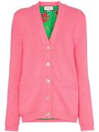 Gucci Contrast Gg Oversized Knitted Cardigan - Pink
