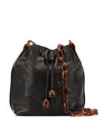 Chanel Pre-owned Tortoiseshell Chain Drawstring Shoulder Bag - Black