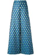 Ultràchic Frog Print Palazzo Pants, Women's, Size: 46, Blue, Polyester/acetate/cotton