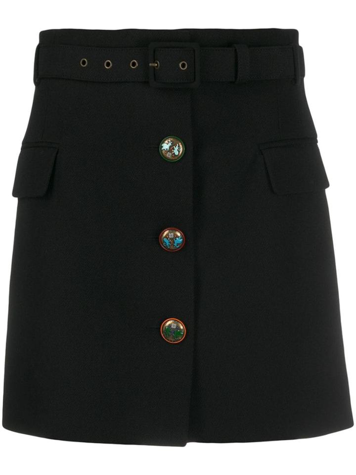 Givenchy Fitted Button Detail Skirt - Black