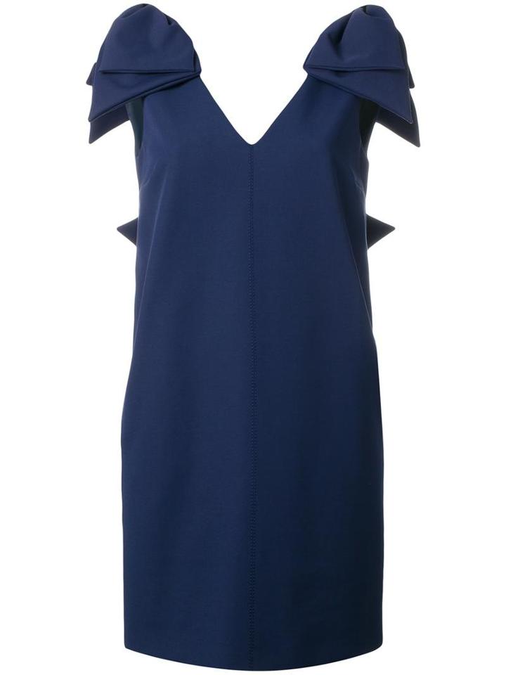 Msgm Bow Detail Dress, Women's, Size: 40, Blue, Polyamide/spandex/elastane/polyester/cotton