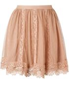 Red Valentino Lace Mini Skirt, Women's, Size: 40, Nude/neutrals, Polyester
