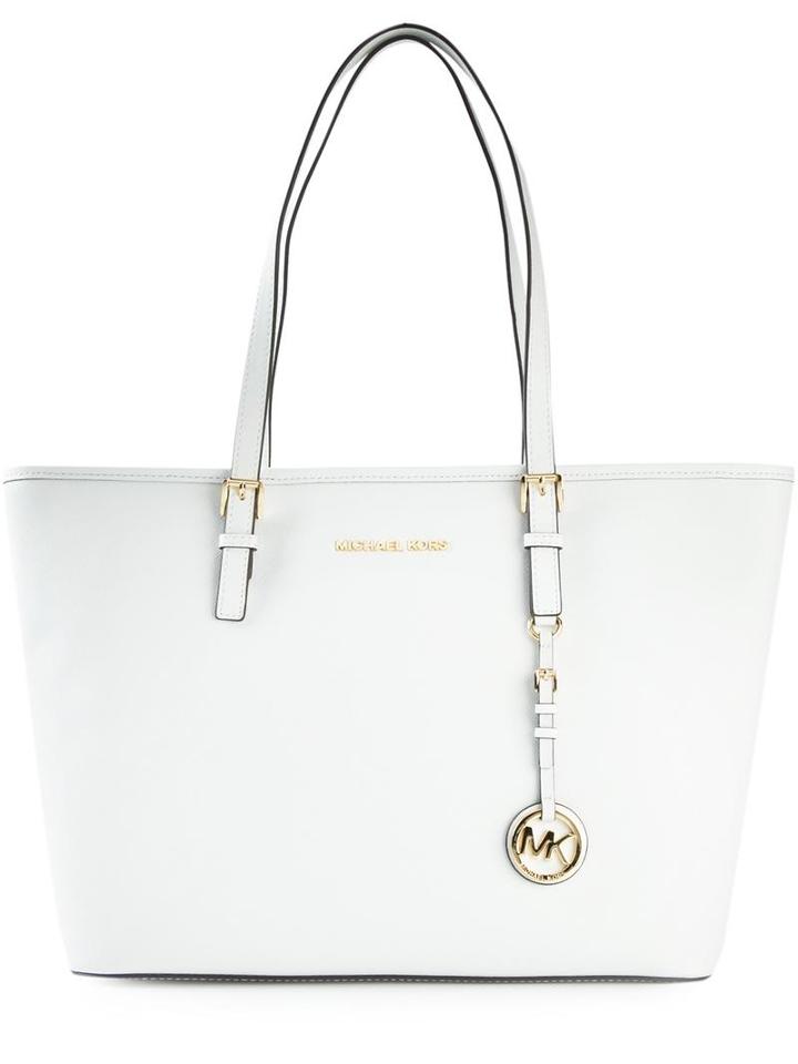 Michael Michael Kors 'jet Set Travel' Tote, Women's, White, Leather/calf Leather