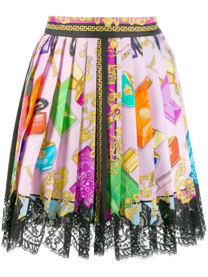 Versace Blonde Print Lace Skirt - Pink