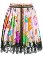 Versace Blonde Print Lace Skirt - Pink
