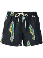 Nos Beachwear Parrot Print Swim Shorts - Blue