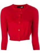 Love Moschino Heart Button Cropped Cardigan - Red