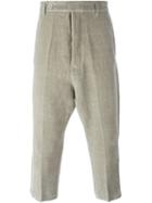 Rick Owens Cropped Velvet Trousers, Men's, Size: 50, Grey, Cotton/linen/flax