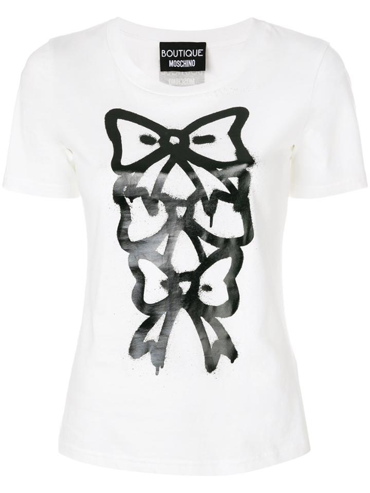 Boutique Moschino Ribbon Print T-shirt - White