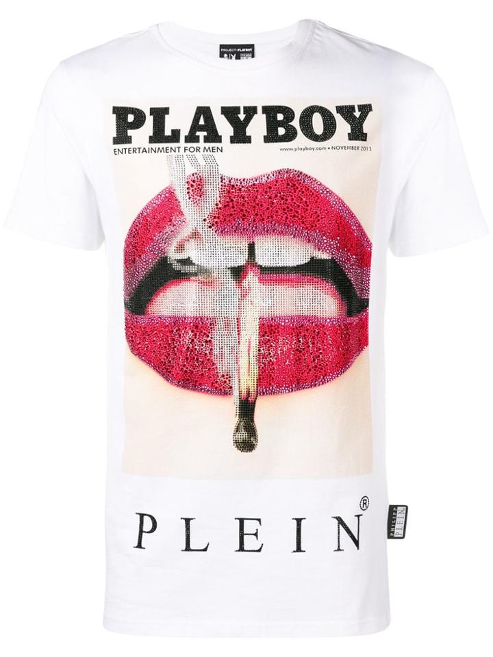 Philipp Plein Philipp Plein X Playboy Printed Crystal T-shirt - White