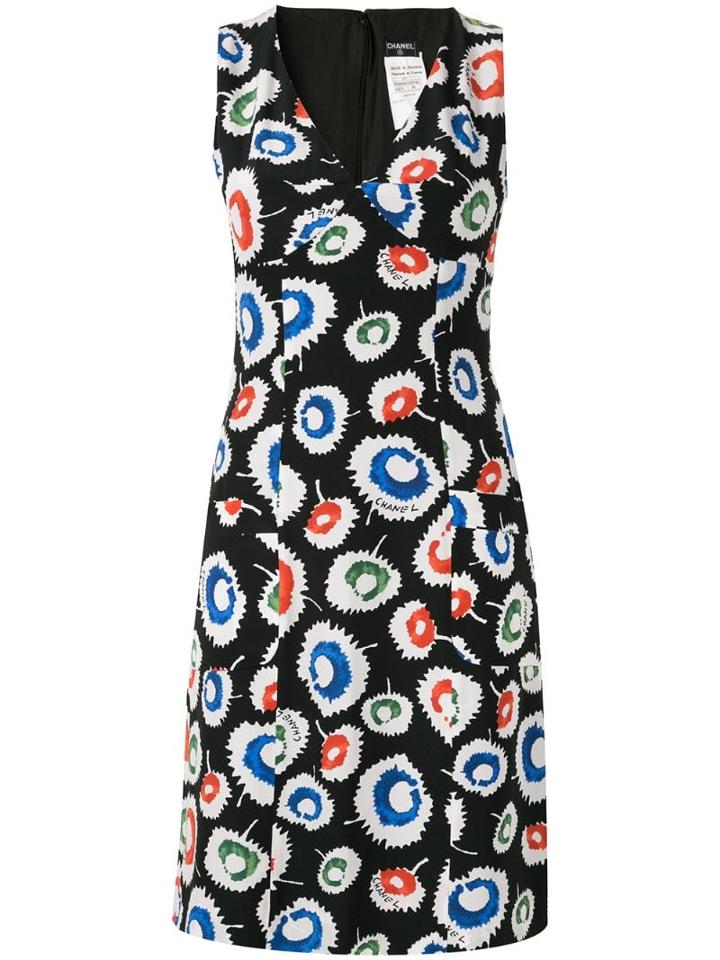 Chanel Pre-owned Floral Print Dress - Black