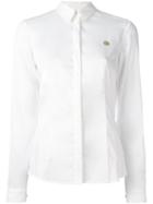 Versace Jeans Logo Plaque Shirt, Women's, Size: 44, White, Cotton/spandex/elastane