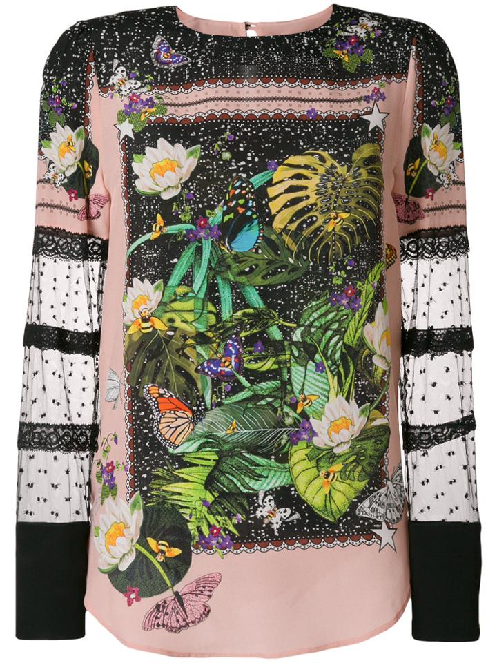Piccione. Piccione Floral Embroidered Blouse - Pink & Purple