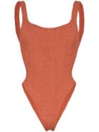 Hunza G Isolde Domino Seersucker Swimsuit - Brown