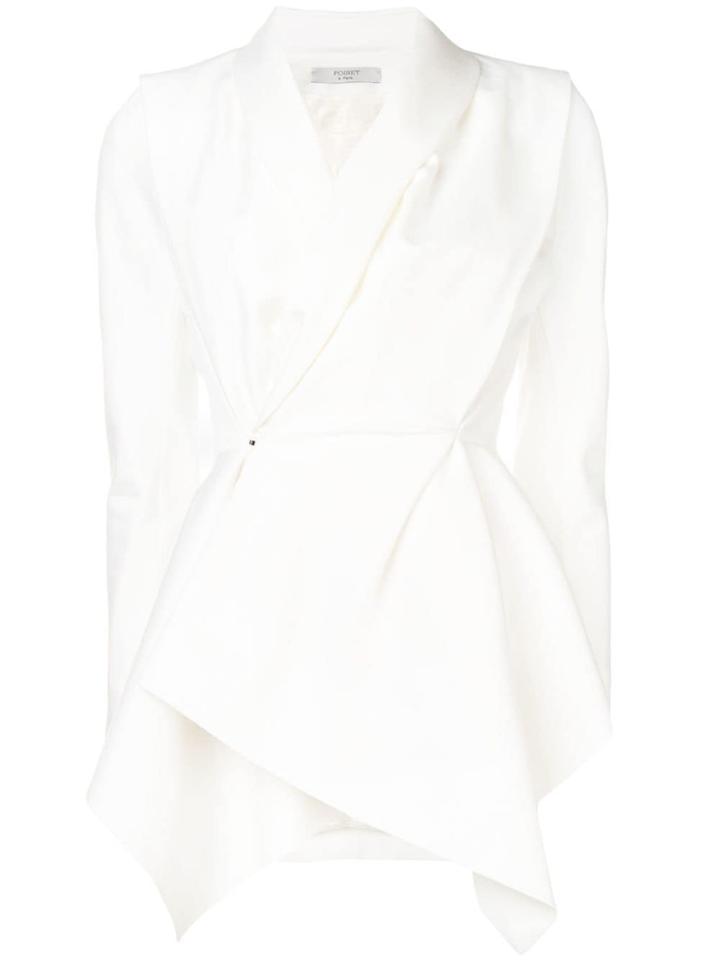 Poiret Long Draped Stan Blazer - White