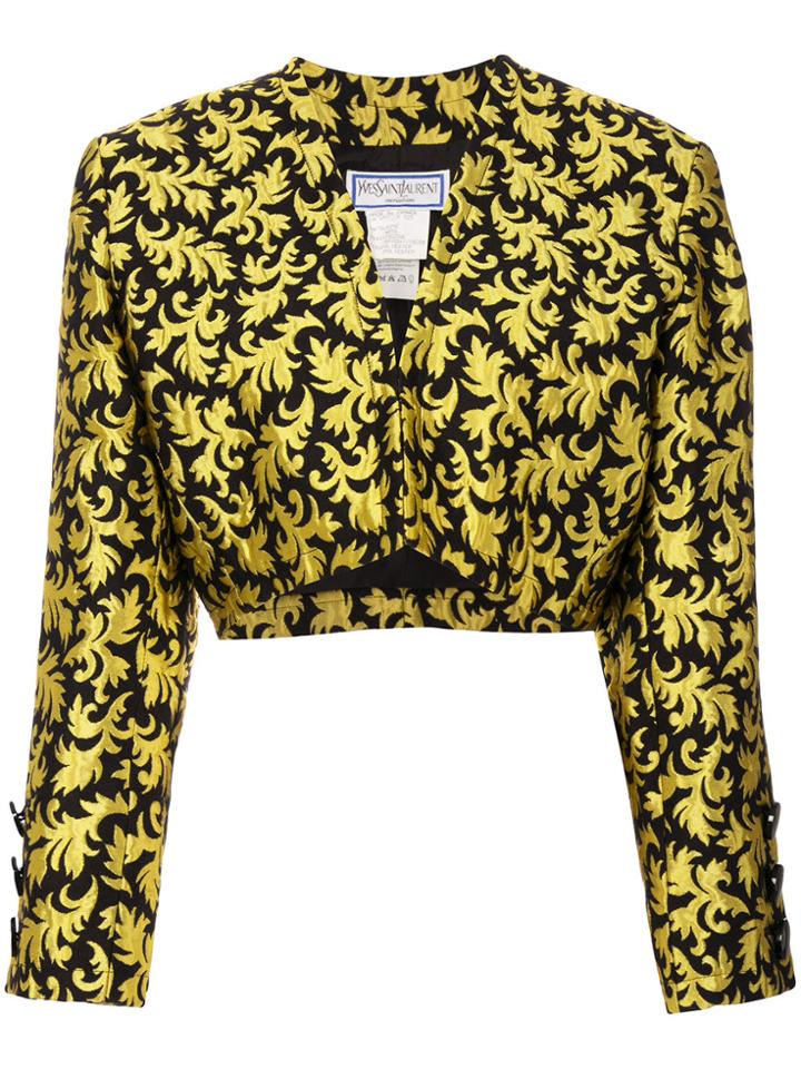 Yves Saint Laurent Vintage Arabesque Pattern Cropped Jacket - Black