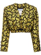 Yves Saint Laurent Vintage Arabesque Pattern Cropped Jacket - Black
