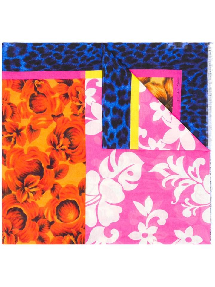 Pierre-louis Mascia Floral Print Panelled Scarf - Orange