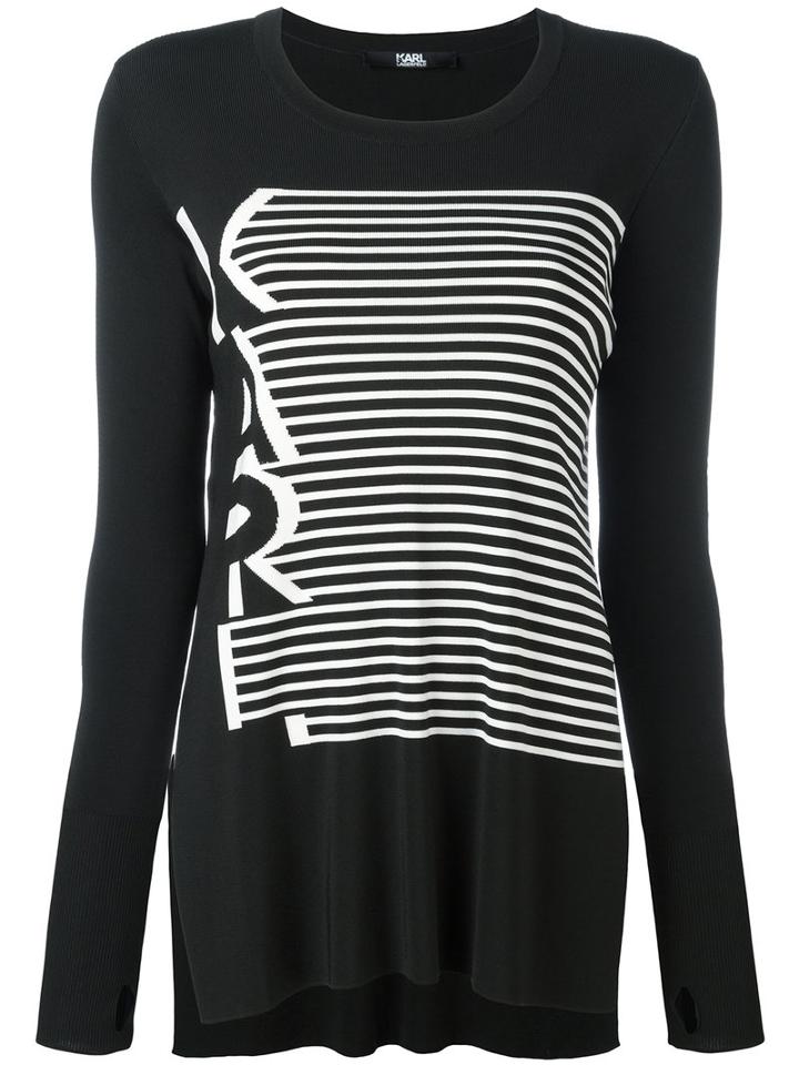 Karl Lagerfeld - Striped Top - Women - Polyester/viscose - Xs, Black, Polyester/viscose