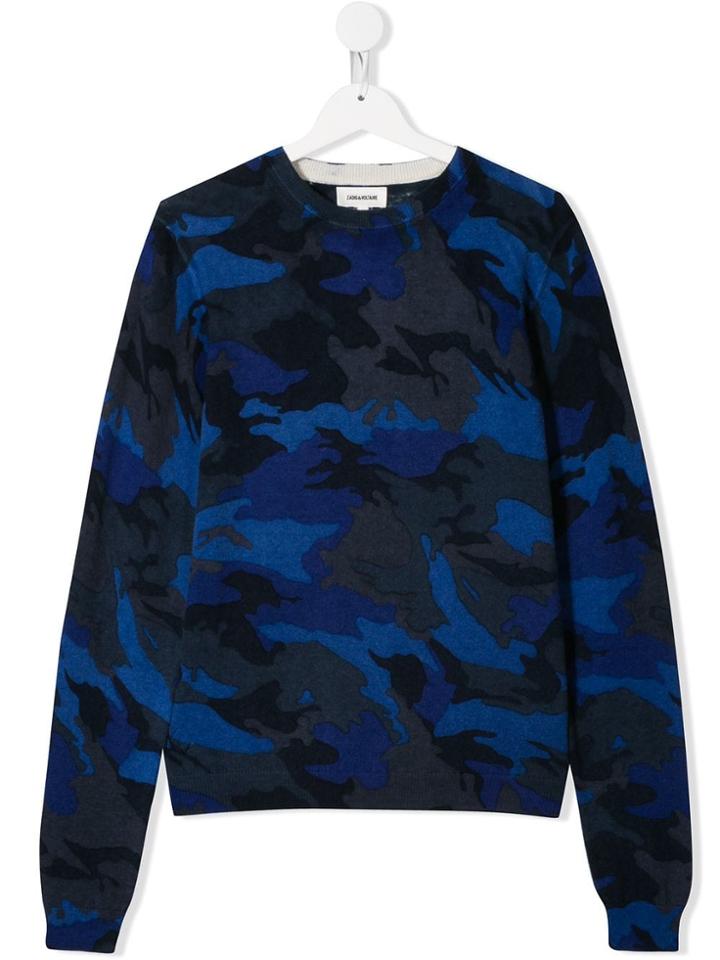 Zadig & Voltaire Kids Teen Camouflage Print Sweatshirt - Blue