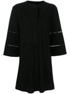 Drome Cropped Sleeve Collarless Coat - Black