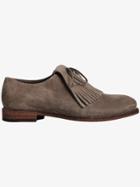 Burberry Lace-up Kiltie Fringe Suede Loafers - Grey