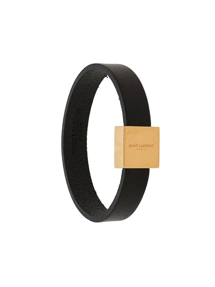 Saint Laurent Logo Plaque Bracelet - Black