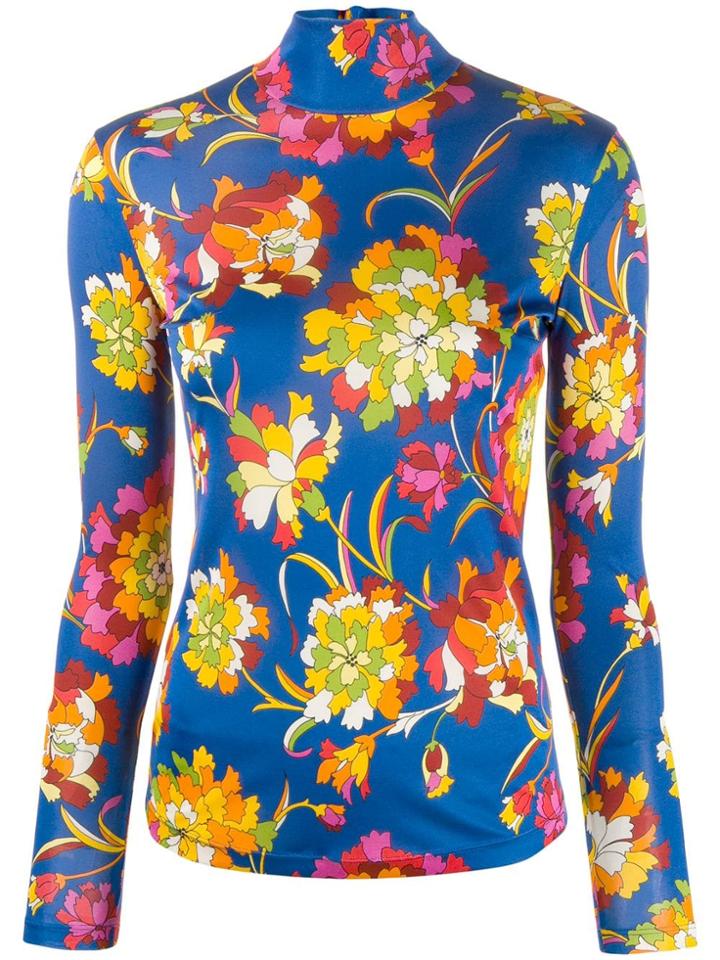 La Doublej Floral Knit Turtleneck - Blue