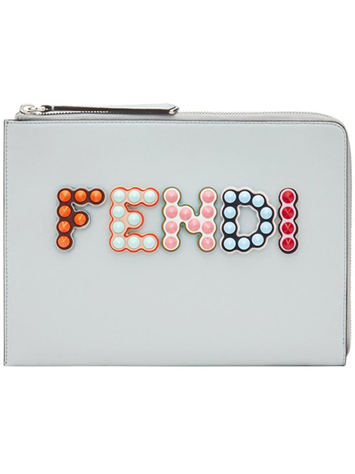 Fendi Embellished Logo Coin Pouch - Blue