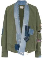 Greg Lauren Denim Collar And Raw Hem Cotton Jacket - Green