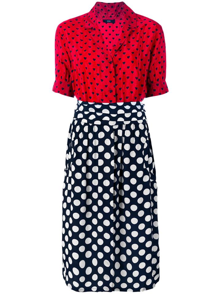 Diesel 'd-blaze' Heart And Spot Print Dress - Red