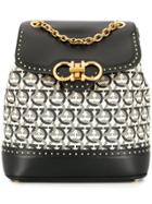 Salvatore Ferragamo Gancini Printed Backpack - Black