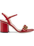 Gucci Leather Mid-heel Sandals - Red