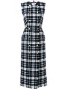 Thom Browne Frayed Thom Browne Tartan Check Cardigan Dress In