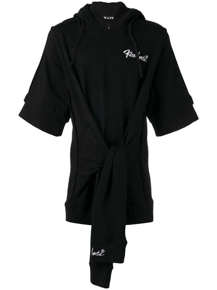 Ktz Short Tie Waist Hoodie, Adult Unisex, Size: Small, Black, Cotton