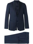 Lardini Contrast Lapel And Button Suit, Men's, Size: 52, Blue, Wool/mohair/silk/cupro