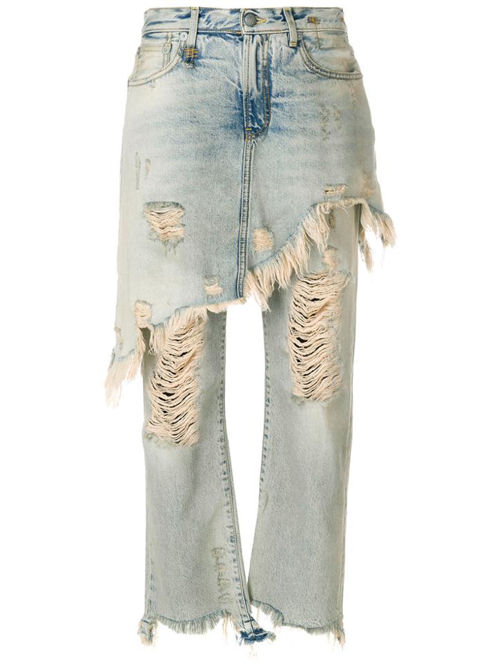 R13 Ripped Skirt Over Jeans - Blue