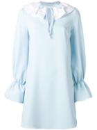 Vivetta Ruffled Detail Shift Dress, Women's, Size: 44, Blue, Polyester/spandex/elastane/cotton