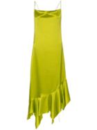 Marques'almeida Asymmetric Hem Silk Dress - Green