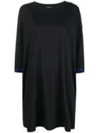 Wandering Oversized Embroidered Sleeve T-shirt Dress - Black