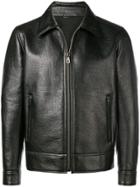 Salvatore Ferragamo Zipped Leather Jacket - Black