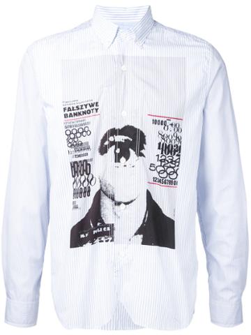 Junya Watanabe Comme Des Garçons Man - Eye Print Striped Shirt - Men - Cotton/nylon/polyurethane - L, Blue, Cotton/nylon/polyurethane