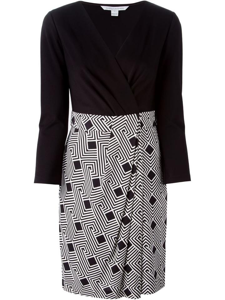 Diane Von Furstenberg Geometric Print Combo Wrap Dress