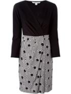 Diane Von Furstenberg Geometric Print Combo Wrap Dress