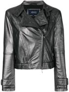 Armani Jeans High Shine Biker Jacket - Metallic