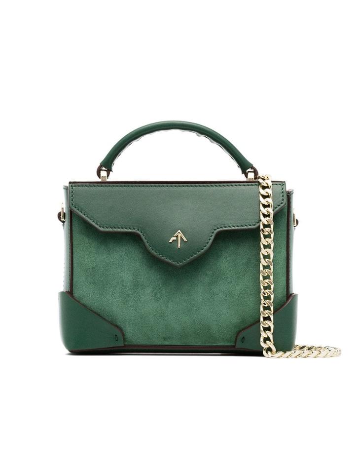 Manu Atelier Green Micro Bold Leather Shoulder Bag